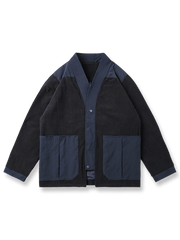 カラーブロックデザインのVネック袢纏ジャケット