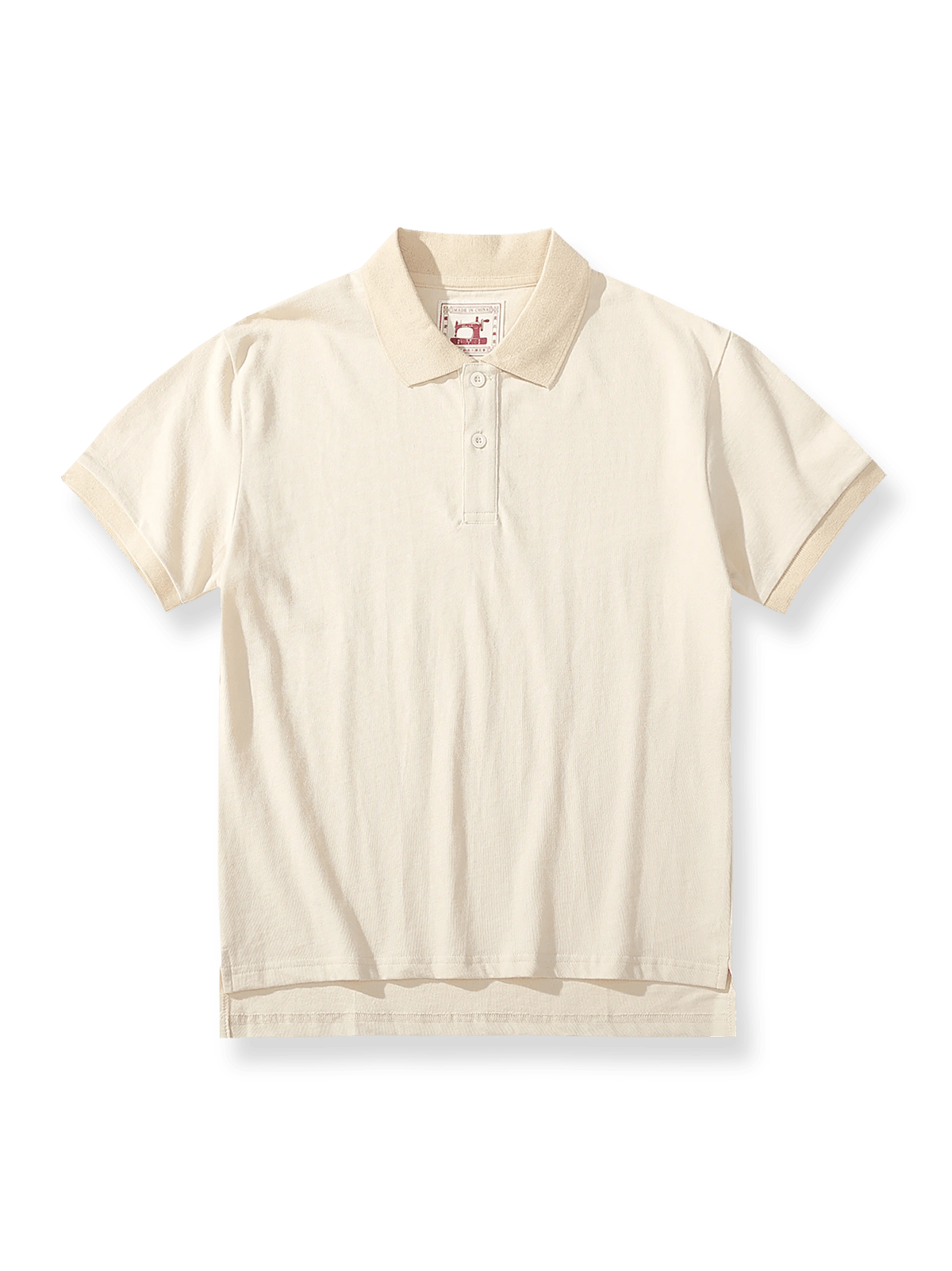 ウォッシュ加工とヴィンテージ仕上げが施されたコーマコットンのカジュアルポロシャツ