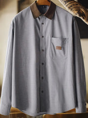 コントラストカラー 長袖シャツ