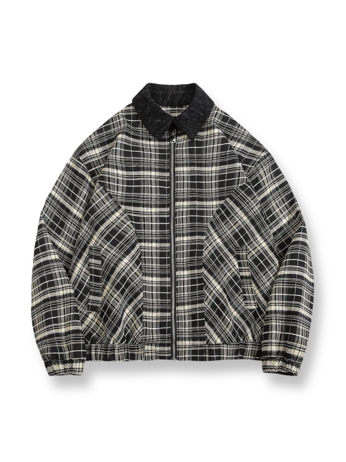 チェック柄襟コンビジャケットの図