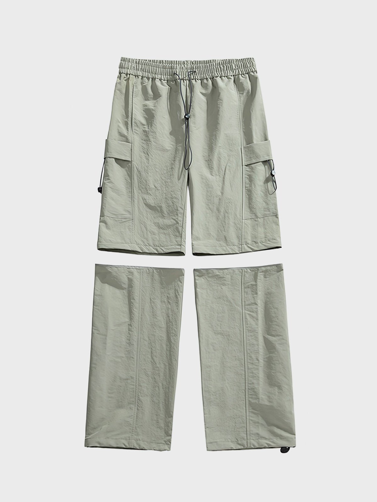 ジップでショートパンツに変形するコンバーチブル2WAYワークパンツの全体が見える商品画像