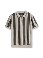 冷感レーヨン素材とアイレット編みが映えるニットポロシャツ