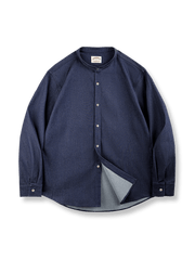 涼感素材とウォッシュ加工が特徴のクルーネックデニムシャツ