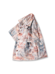 クーリングテクノロジー シアサッカー総柄キューバカラー半袖シャツ