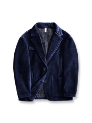 コーデュロイ素材とフリース裏地を備えたカジュアルブレザー