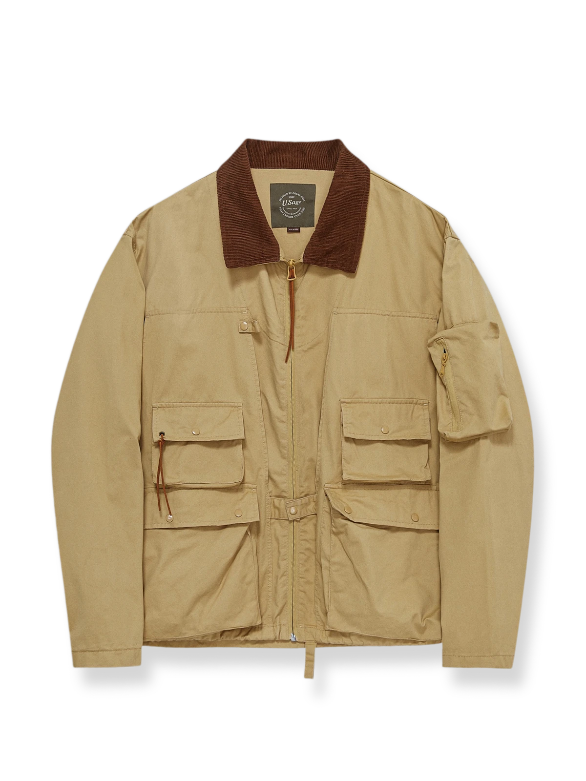 コーデュロイ襟付きのフィッシングジャケット