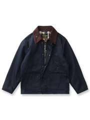 コーデュロイ襟とオイルド加工が特徴のレトロなハンティングジャケット