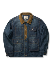 コーデュロイ襟 ウォッシュド 加工デニム ジャケット