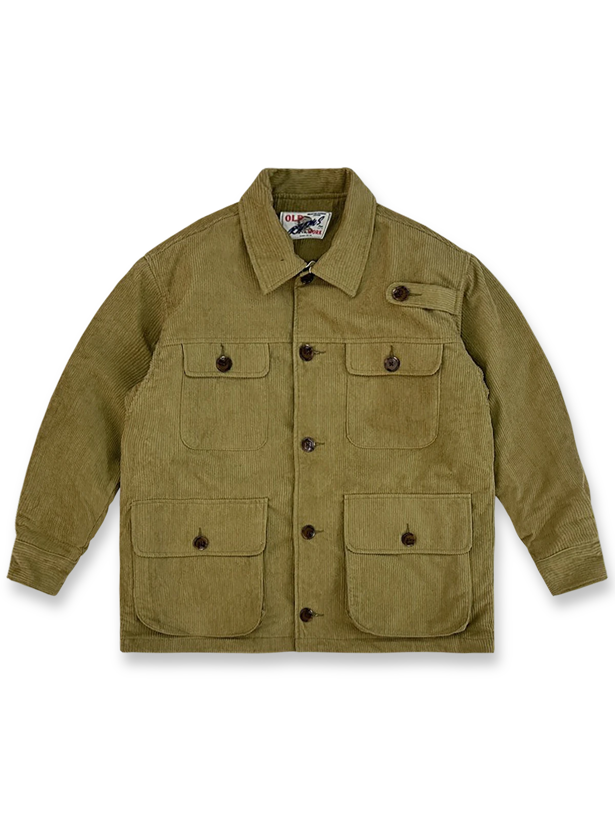 コーデュロイ素材と多機能ポケットが特徴のフレンチハンティングジャケット