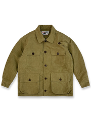 コーデュロイ素材と多機能ポケットが特徴のフレンチハンティングジャケット