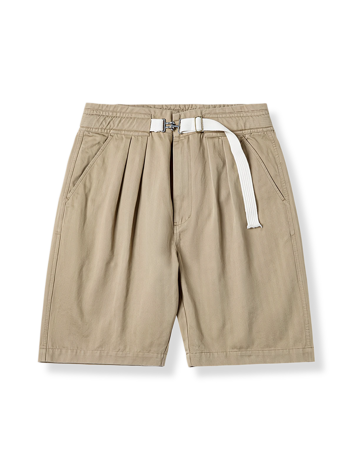 ベルト付きで夏の街着に最適なコットン5分丈ショートパンツ