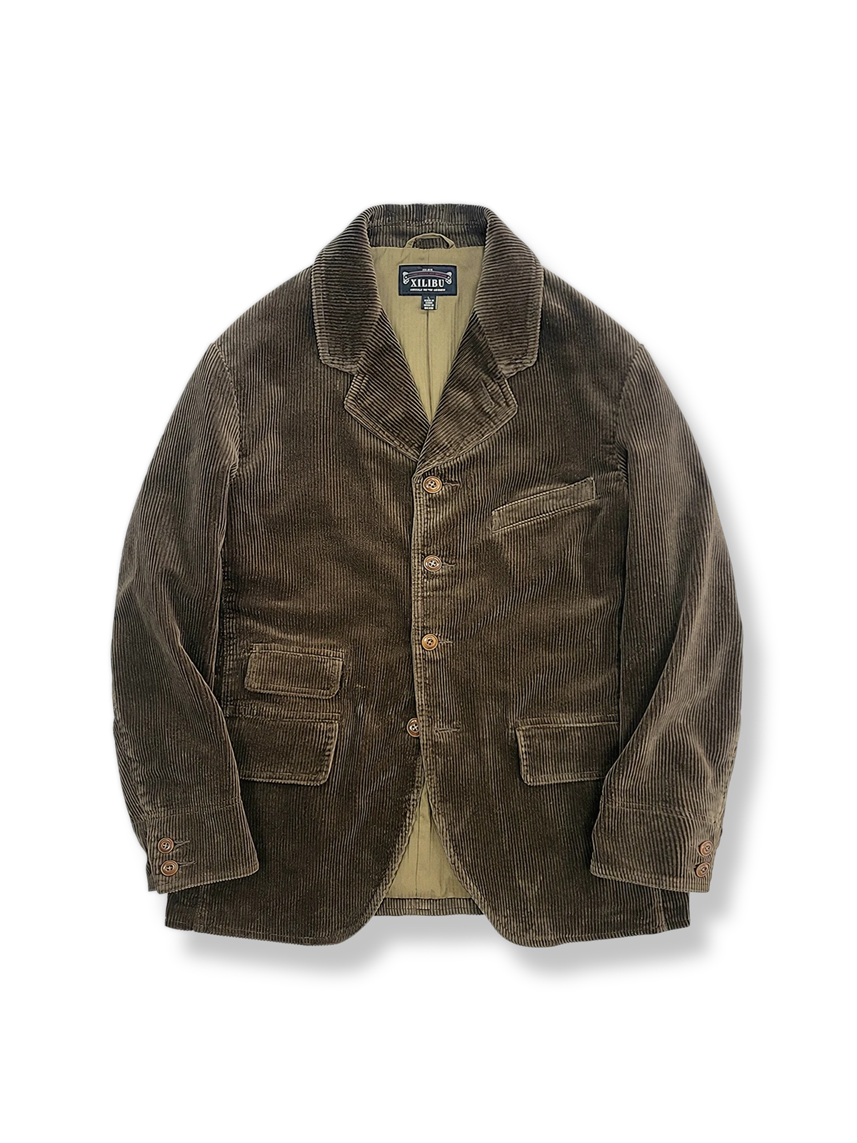 コットンコーデュロイ素材のマルチポケット付きジャケット。