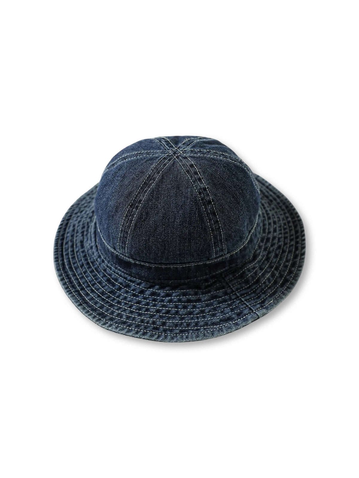 藍染めデニムを使用したウォッシュ加工のフィッシャーマンハット