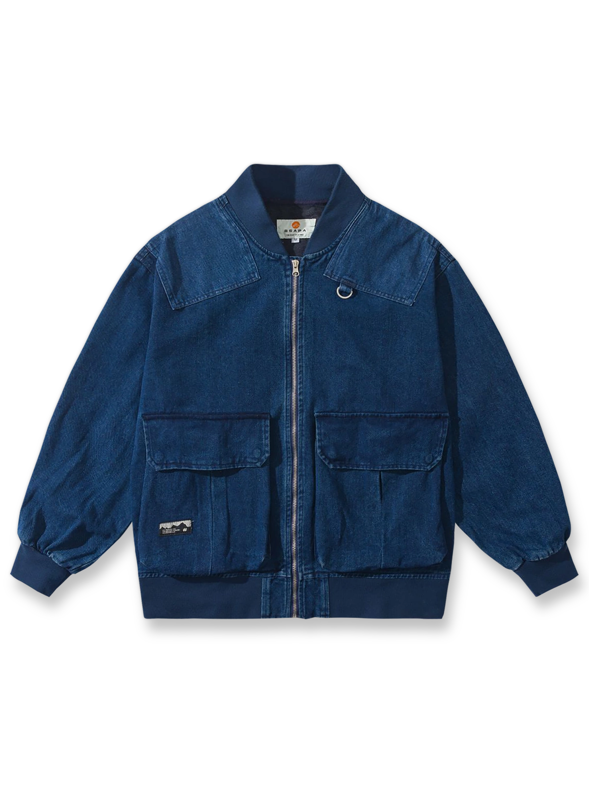 デニム切り替えと大きなポケットが際立つスタジャン