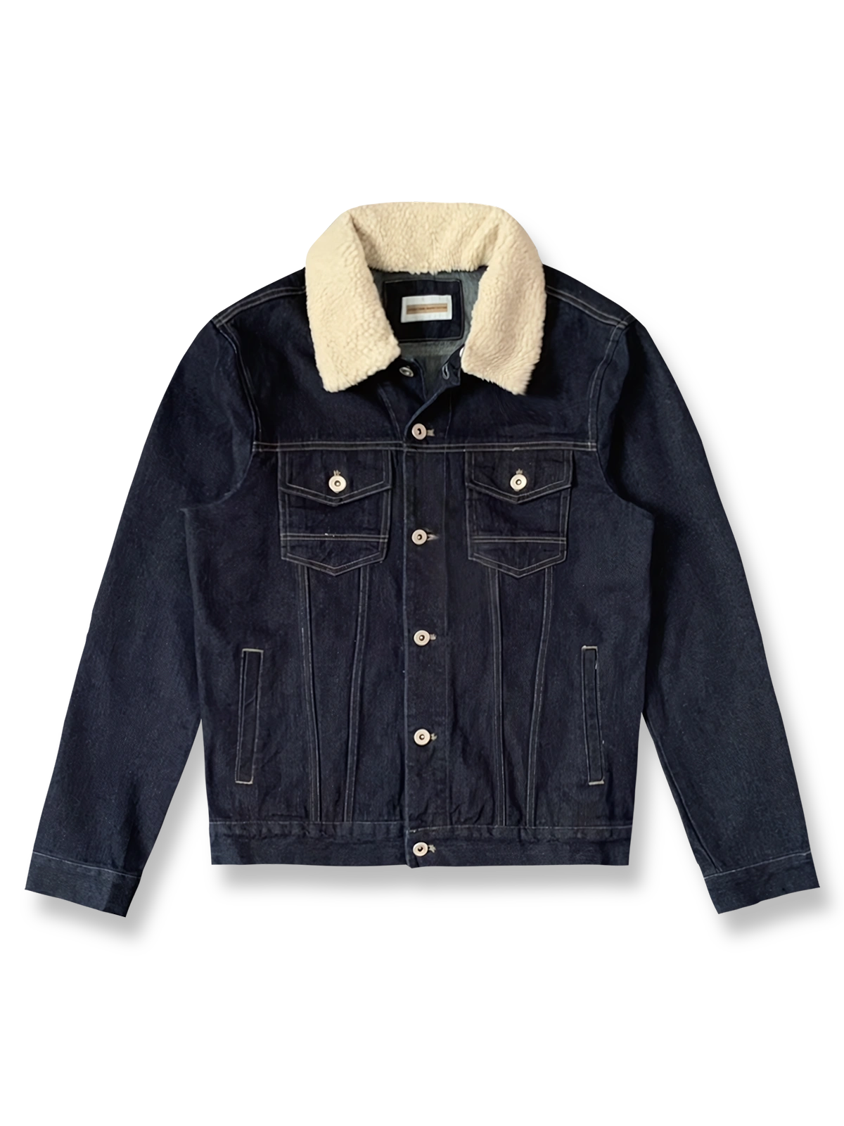 取り外し可能なシープウール襟付きデニムジャケット