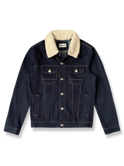 取り外し可能なシープウール襟付きデニムジャケット