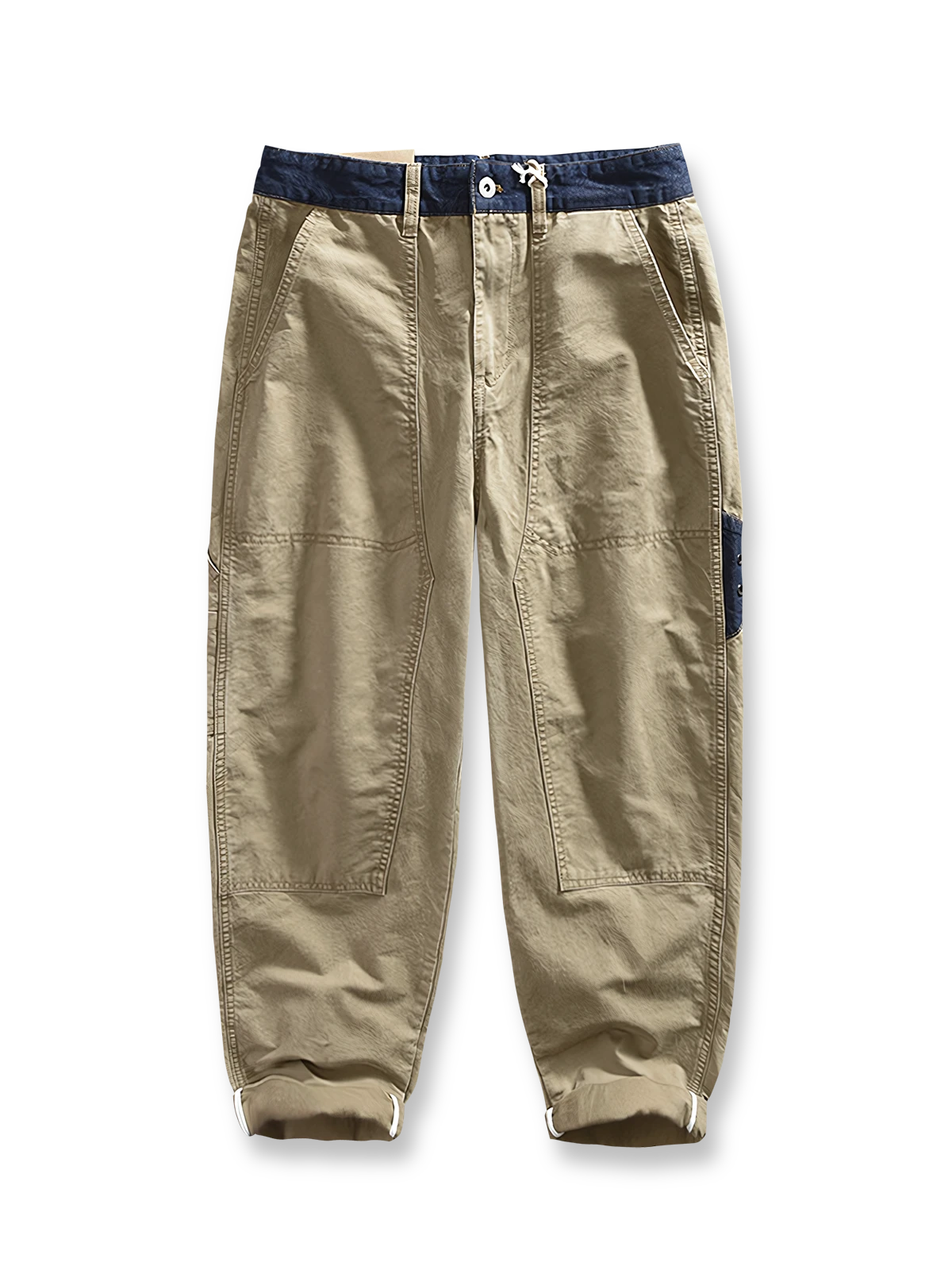 デニム素材を使ったパッチワークカーゴパンツ