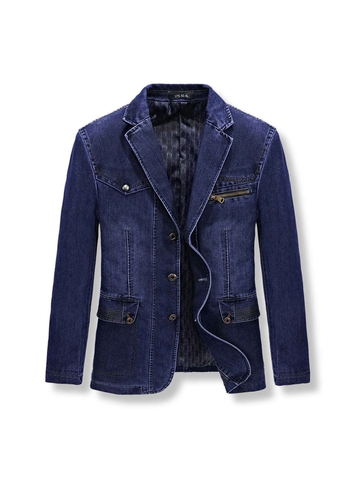 スリムフィットのデニムスーツジャケット