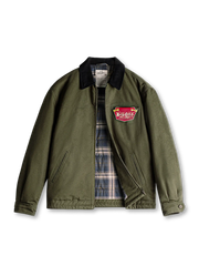 デトロイトジャケット J001型 ヘビーツイル コーデュロイ襟 チェック裏地 防風 厚手アウター アーミーグリーン コーヒーブラウン