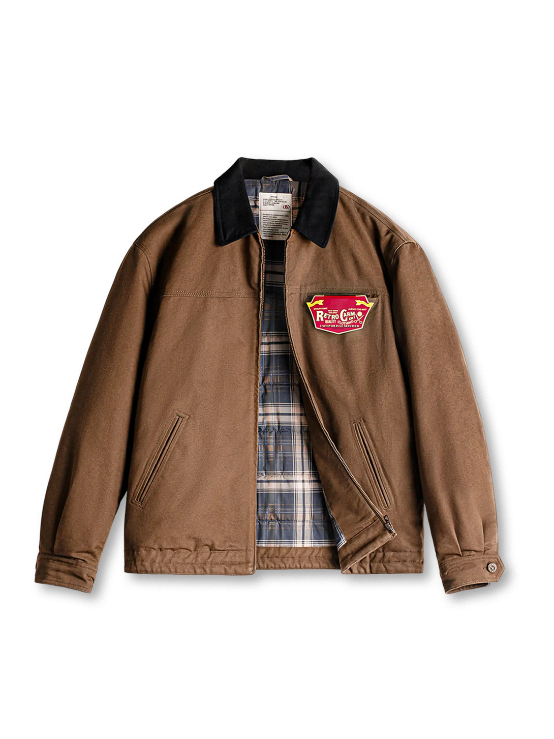 デトロイトジャケット J001型 ヘビーツイル コーデュロイ襟 チェック裏地 防風 厚手アウター アーミーグリーン コーヒーブラウン