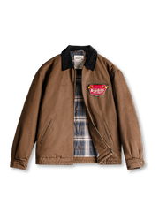 デトロイトジャケット J001型 ヘビーツイル コーデュロイ襟 チェック裏地 防風 厚手アウター アーミーグリーン コーヒーブラウン