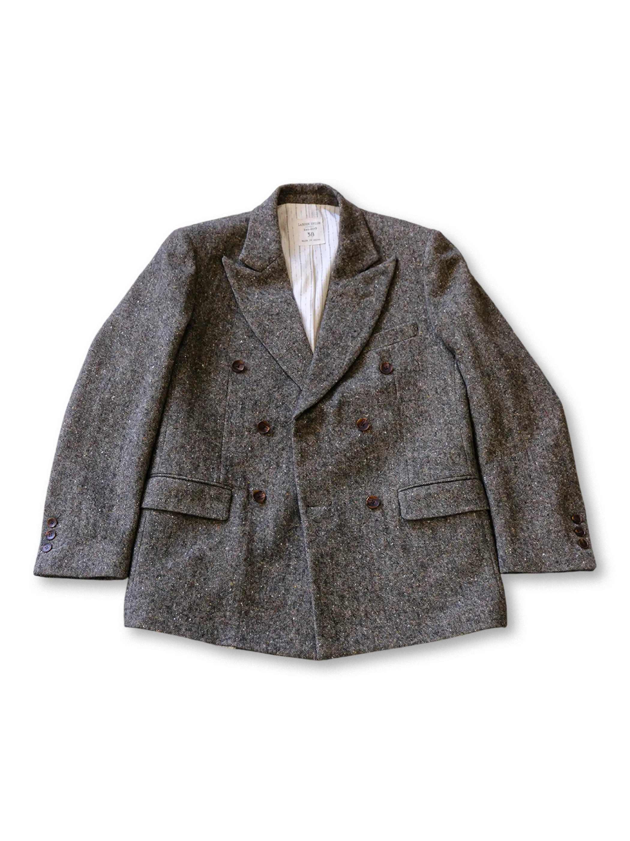 ドネガルツイード ダブルブレストジャケット グレー 彩点ウール メンズ クラシック ヴィンテージ ジャケット 秋冬