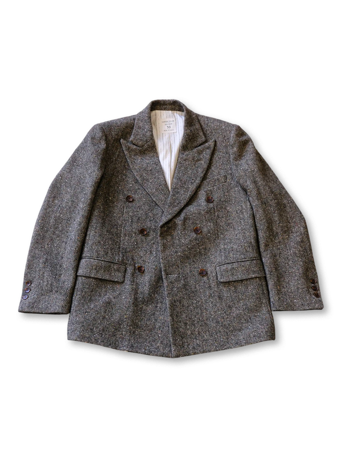 ドネガルツイード ダブルブレストジャケット グレー 彩点ウール メンズ クラシック ヴィンテージ ジャケット 秋冬