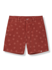 手描きドット加工とフリンジ裾が特徴のコーデュロイショートパンツ。