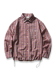 裾にドローストリングを備えたチェックシャツ