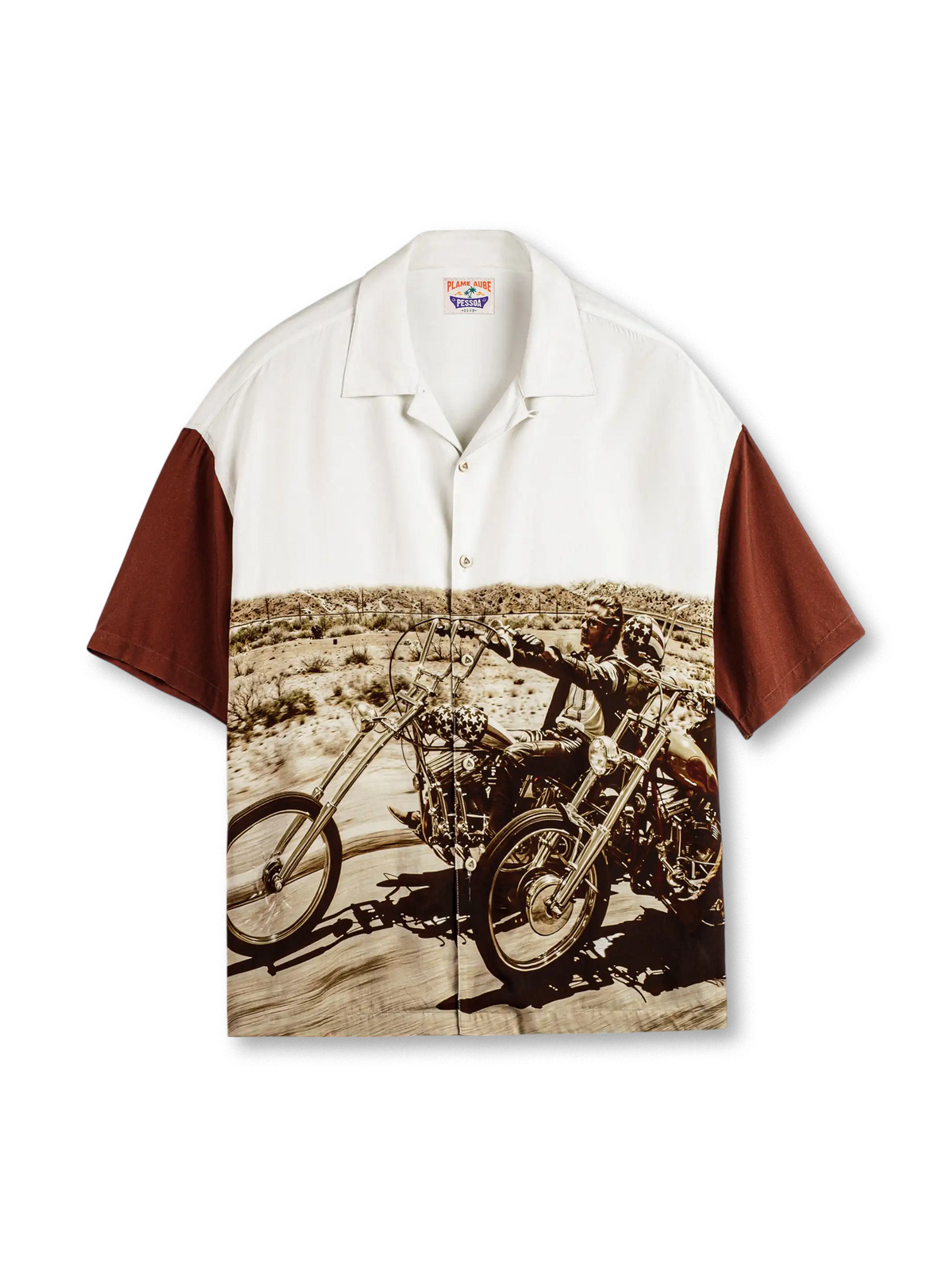 イージーライダー映画シーンをフルプリントしたキューバカラーシャツ