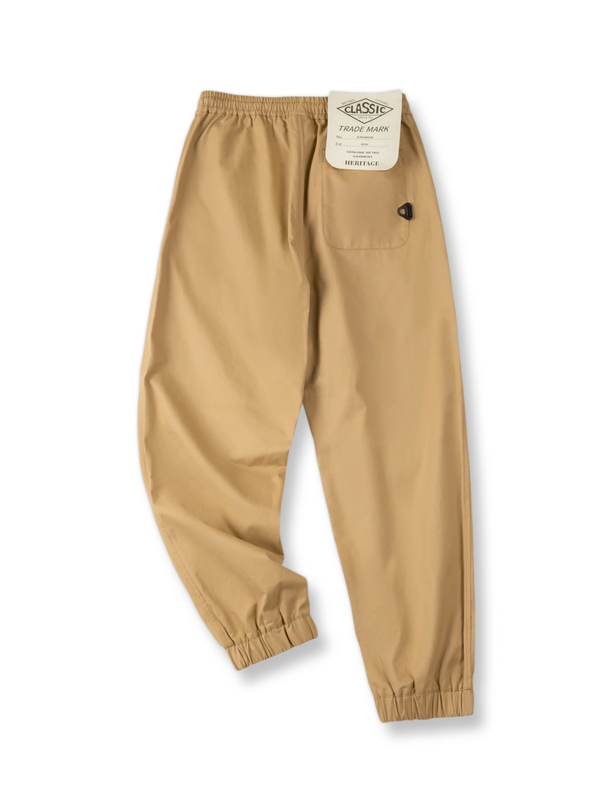 タック入りアンクル丈の純綿イージーパンツ