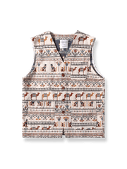 古代エジプト壁画風プリントが映える軽量ワークベスト