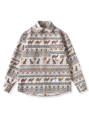 エジプト シンボル ジャガード柄 長袖シャツ