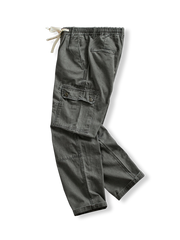 4色展開のウエストゴム付きワイドパンツ。