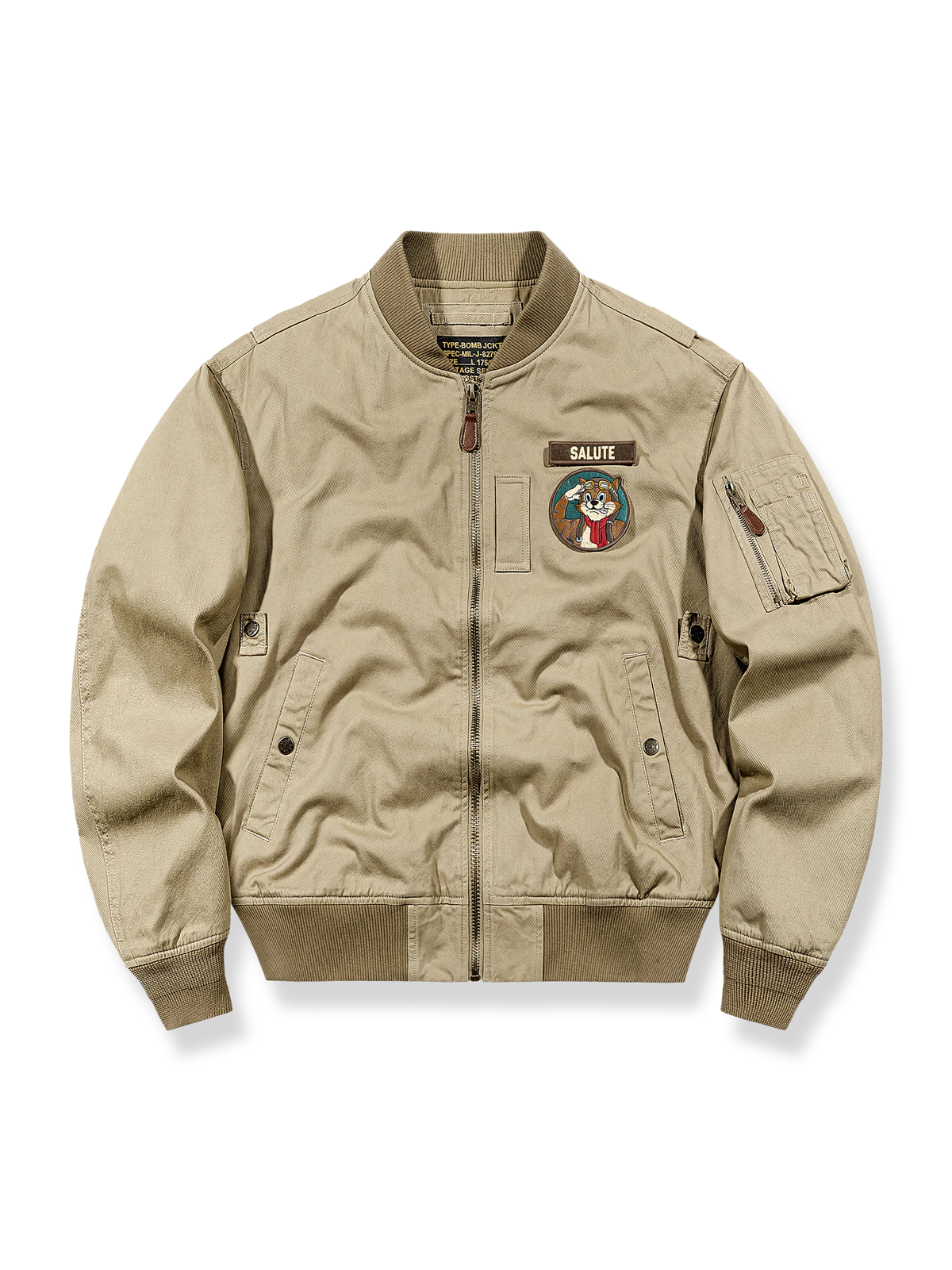 刺繍バッジ入りのライトウェイトコットンジャケット