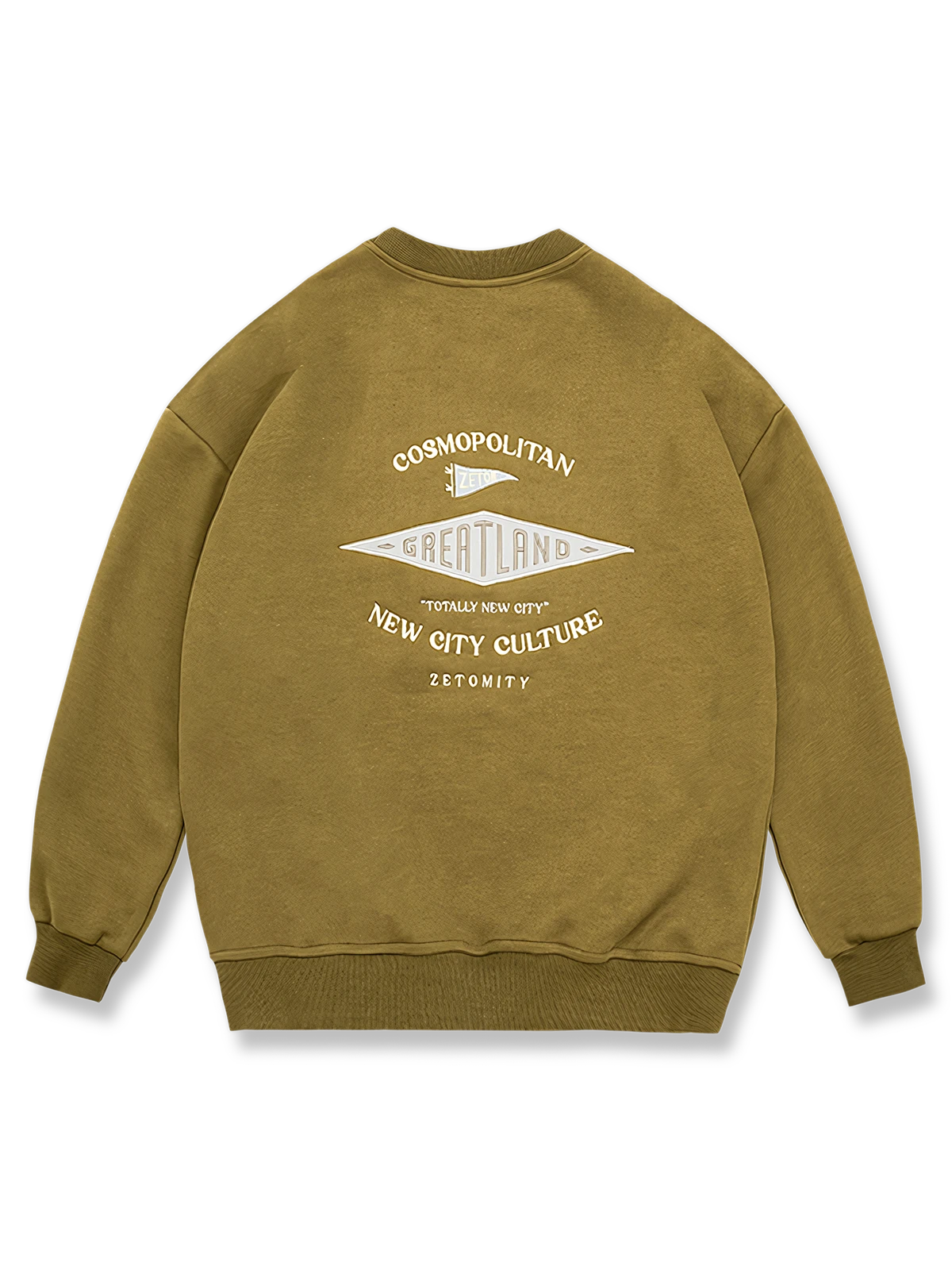 英字刺繍入りコットンラウンドネックパーカー。