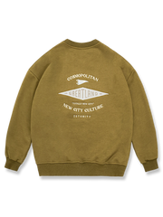 英字刺繍入りコットンラウンドネックパーカー。