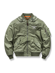 刺繍入り防水ナイロンの厚手フライトジャケット