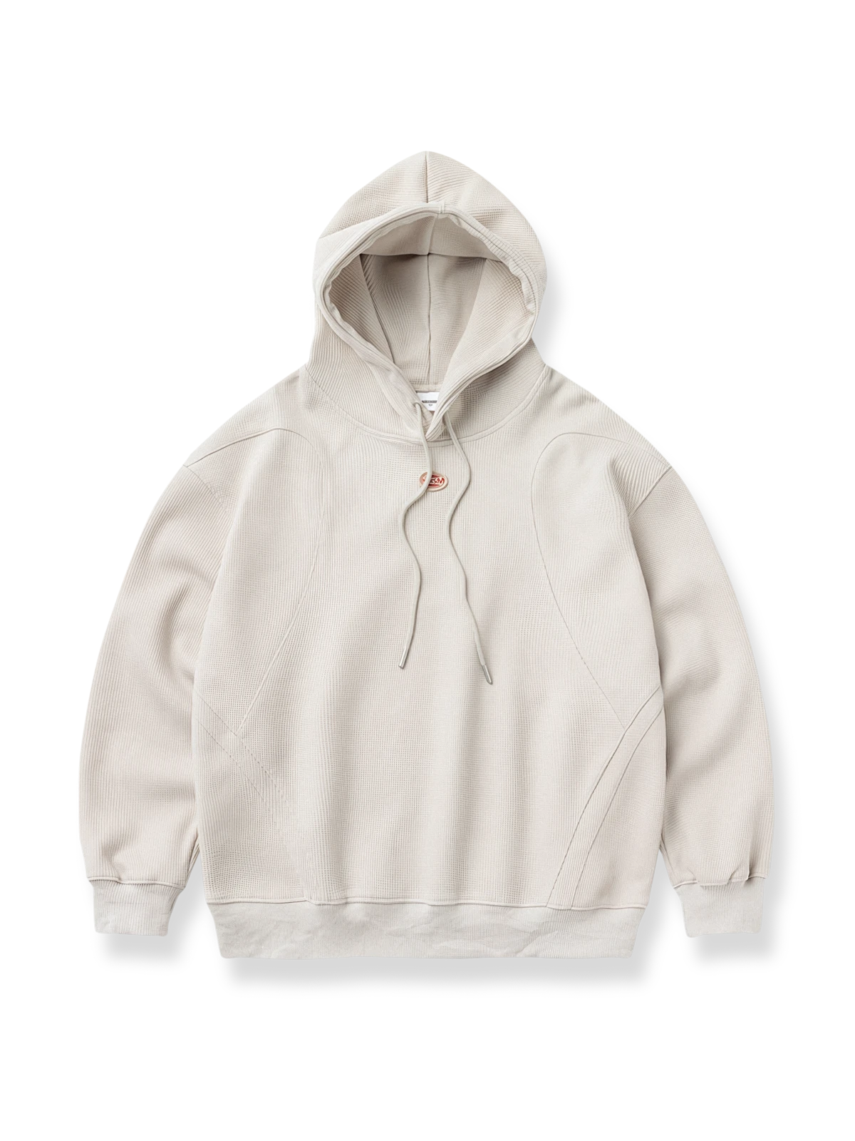 刺繍パッチワークを施したフード付きスウェットパーカー