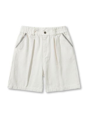 刺繍ポケット入りワイドショートパンツ-PESSOA CLUB