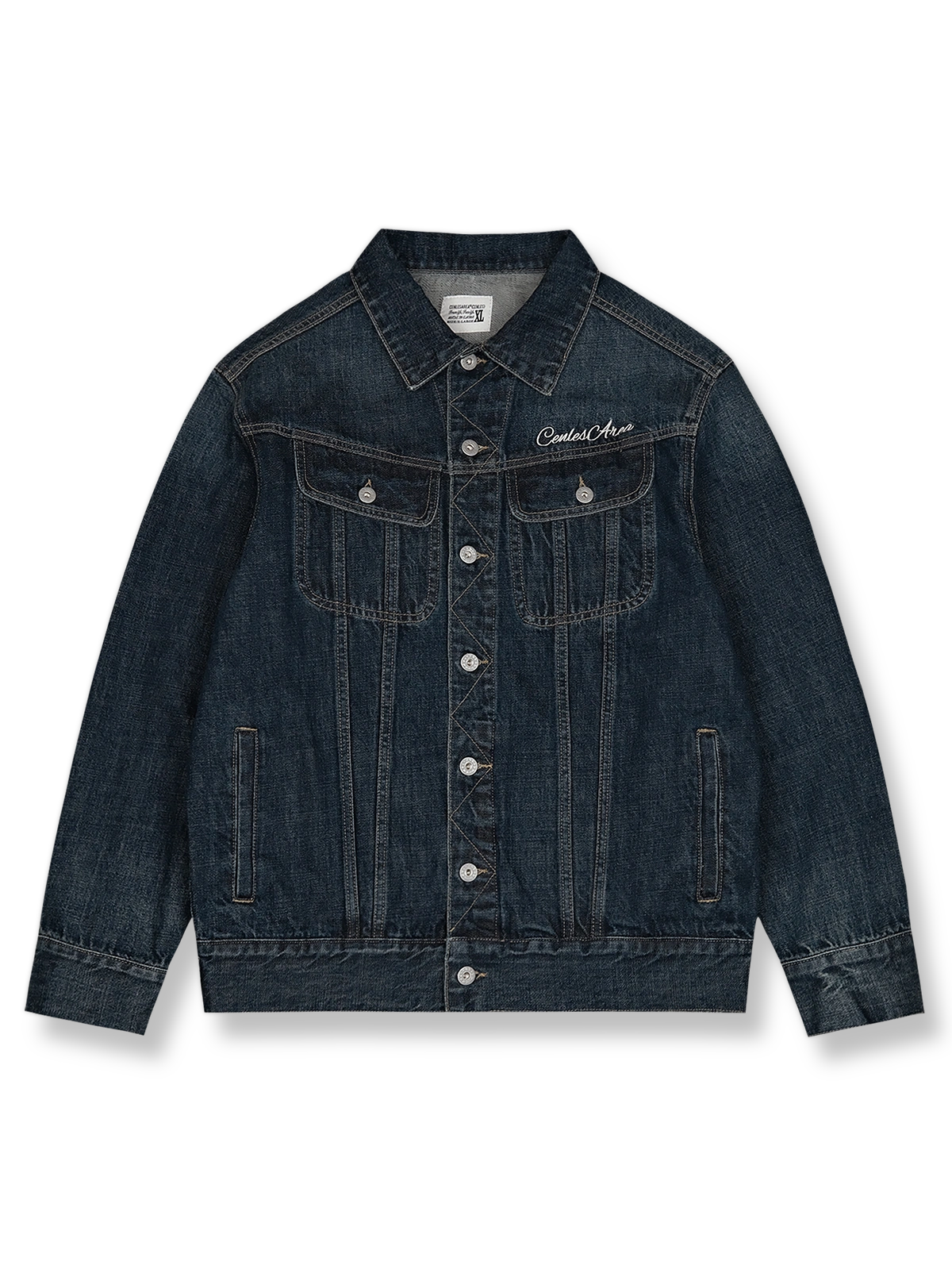 刺繍とヴィンテージ加工が施された12.5ozコットンデニムジャケット