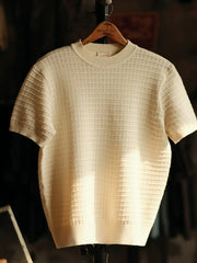 ラグド・クルーネック半袖ニット