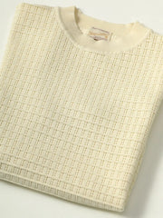 ラグド・クルーネック半袖ニット