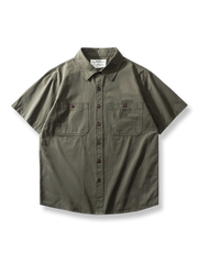 ヴィンテージワークウェア風ツイルコットンのエンジニア半袖シャツ