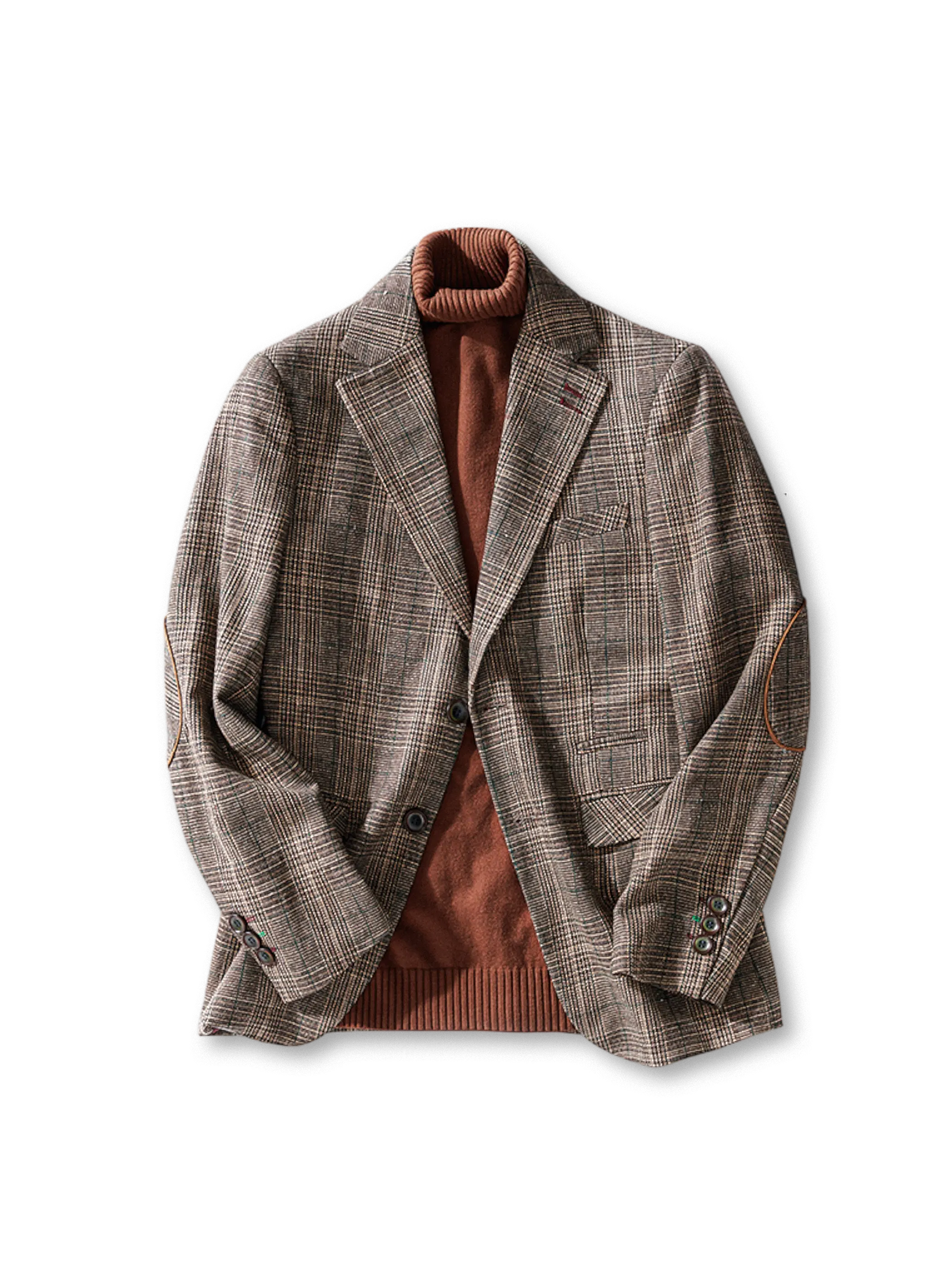 伝統的な英国紳士スタイルを踏襲した上質ウール製チェックジャケット。立体的なシルエットと洗練されたラペルがビジネスからカジュアルまで幅広く活躍。