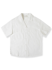 ガーメントウォッシュ キューバカラー 半袖シャツ。