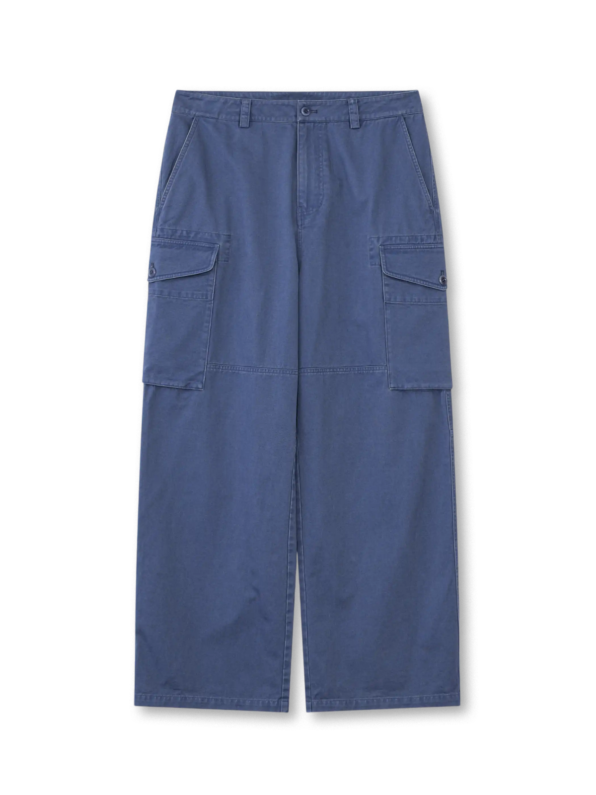 Enzyme wash vintage wide leg work pants in blue canvas