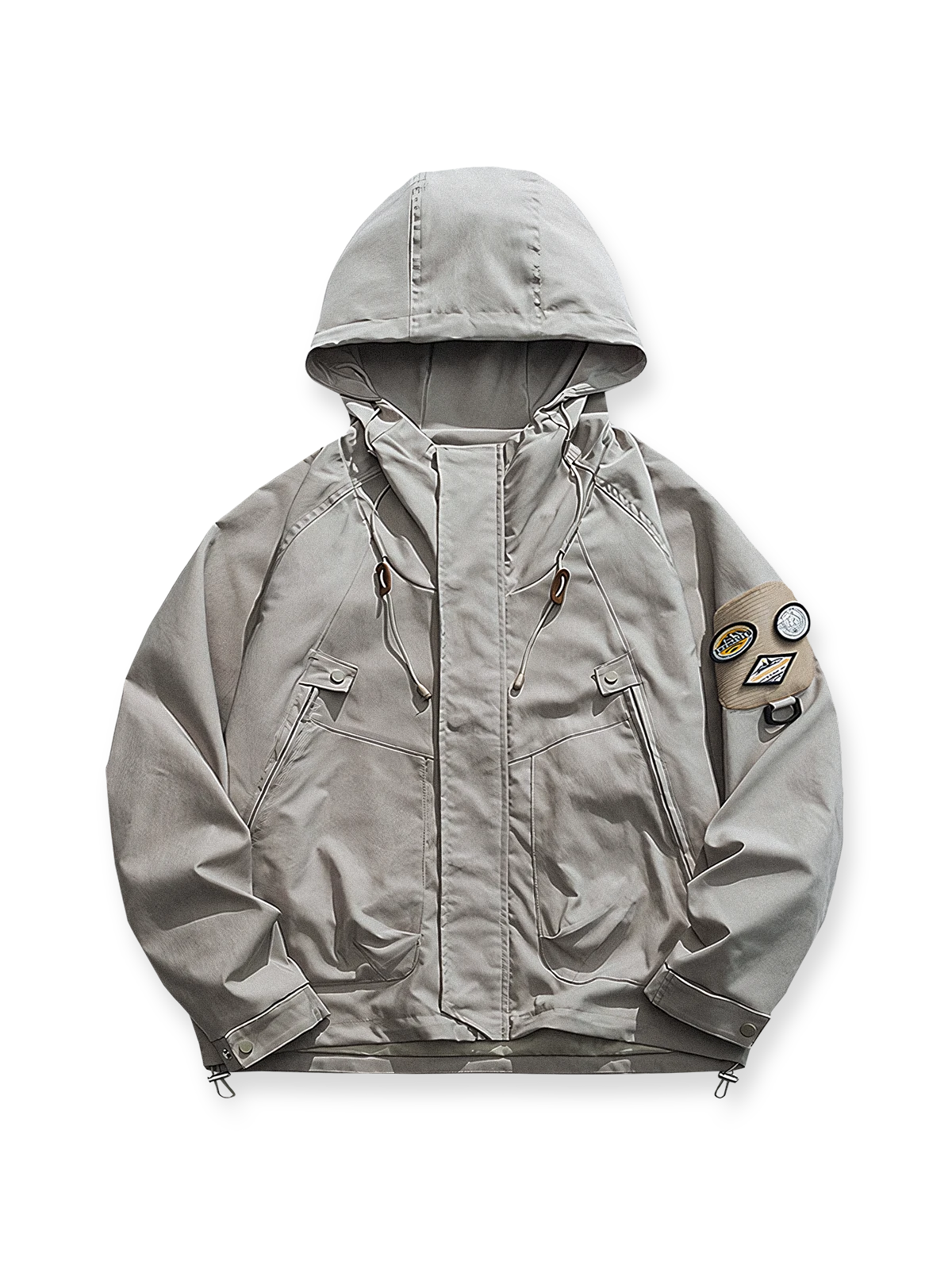 エポレット付きフードワークジャケット、防風防水仕様