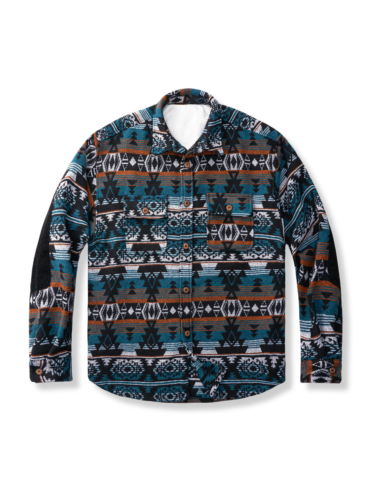 民族風 ジオメトリック柄 ウール 厚手シャツ