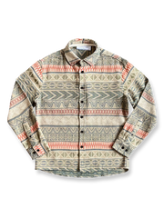 民族風ジャカード柄が映えるコットン長袖シャツ